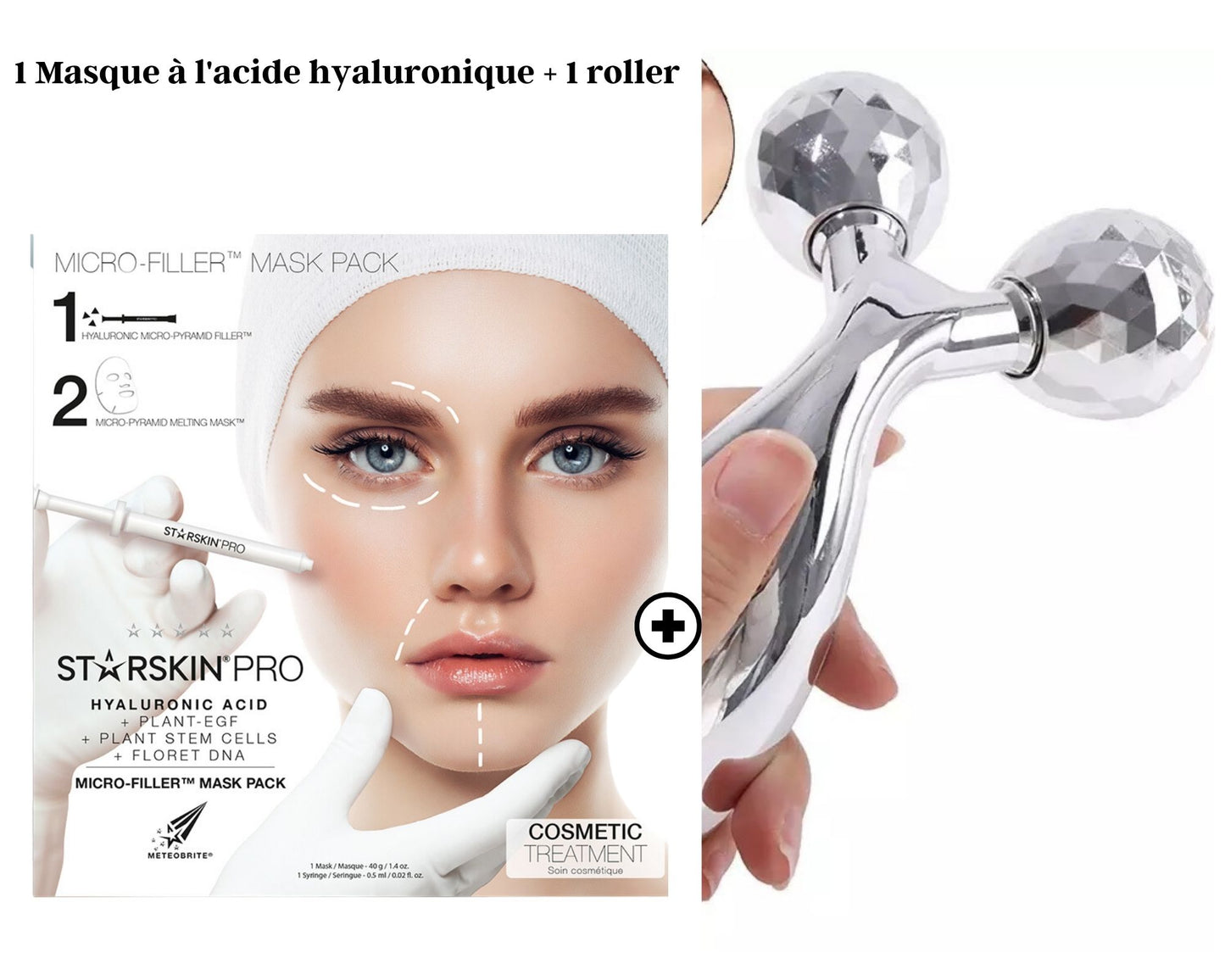 Masque repulpant pro hyaluronic + 1 rouleau massage visage