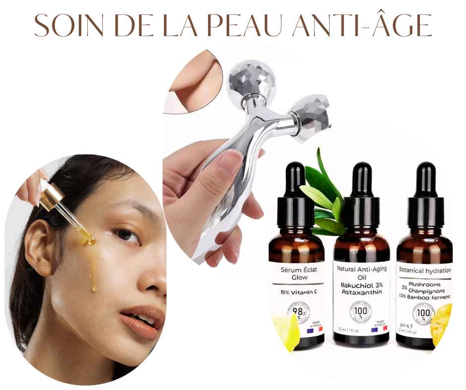 Rouleau de massage visage + 3 Sérums