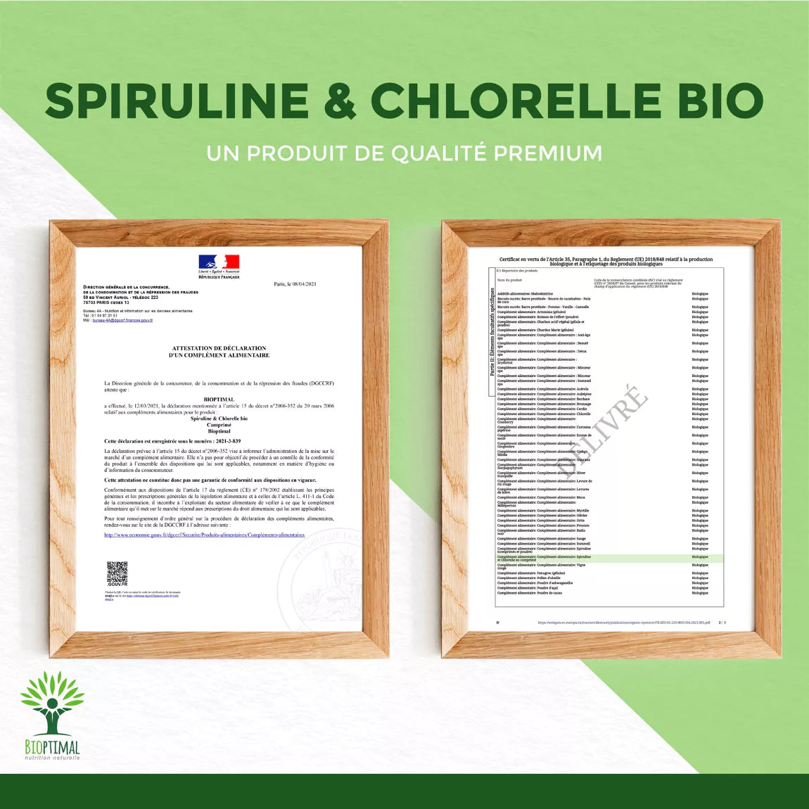 spiruline et chlorella bio en comprimé