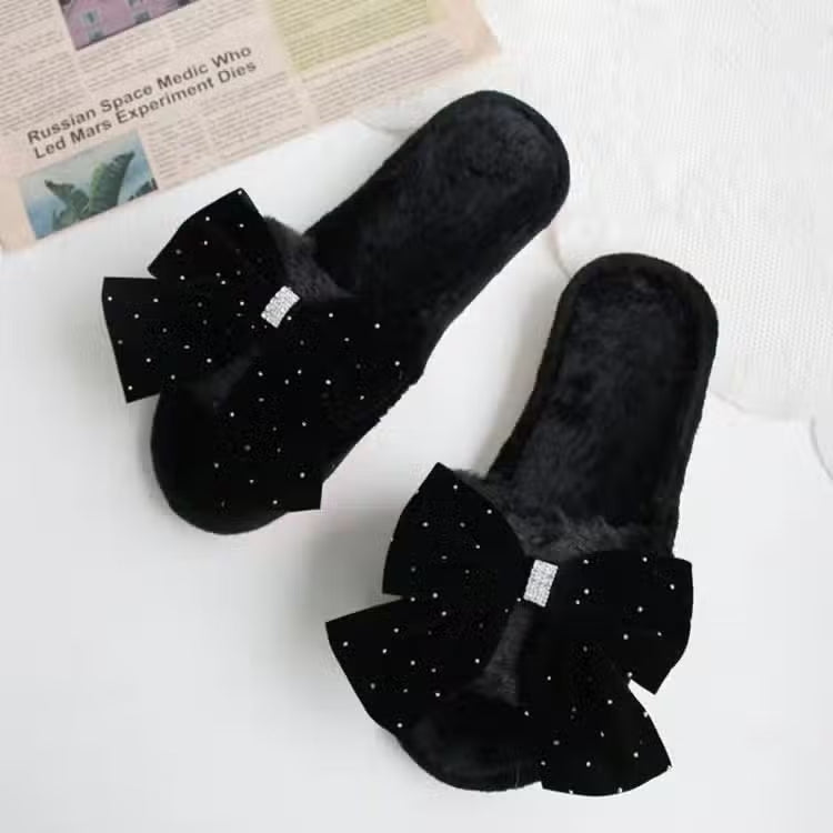 Chaussons femme hiver à petits nœuds