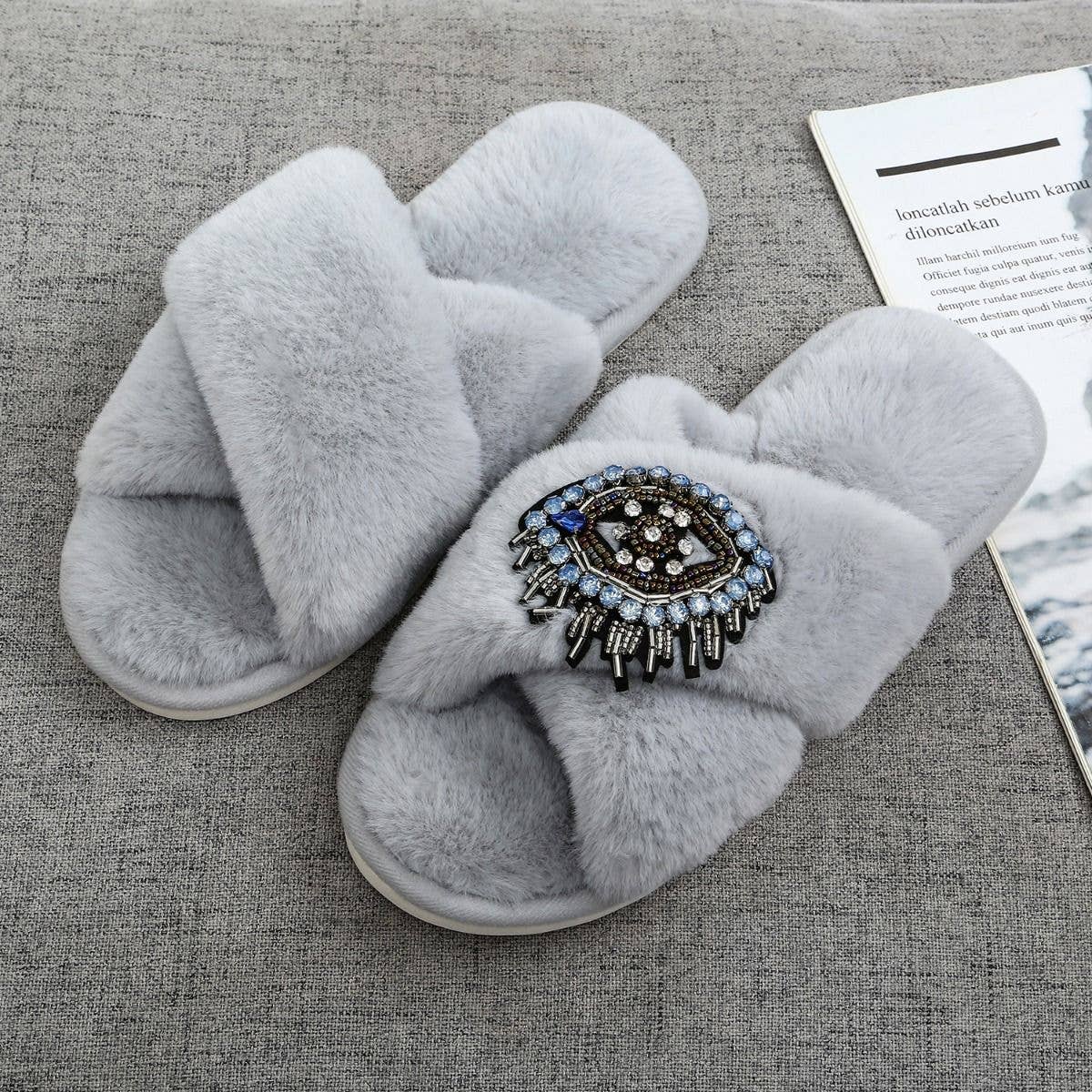 Chaussons femme hiver Oeil de Fatma