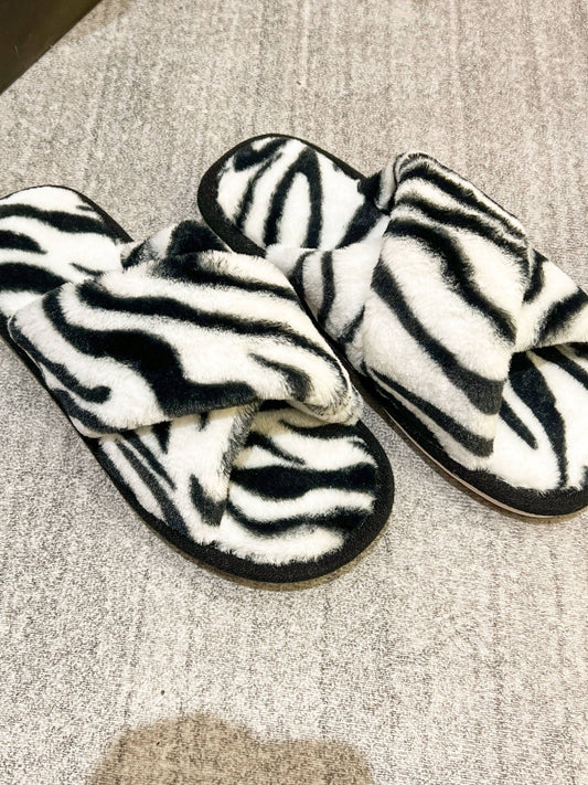 Pantoufles luxueuses à bretelles croisées Zebra Luxe 1951: 37-38